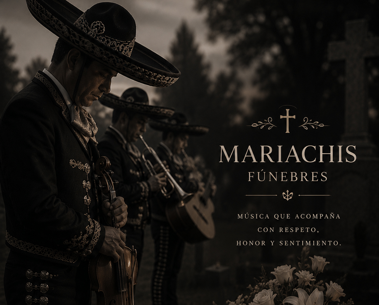 imagen de una mariachi fúnebre en señal de dolor y respeto