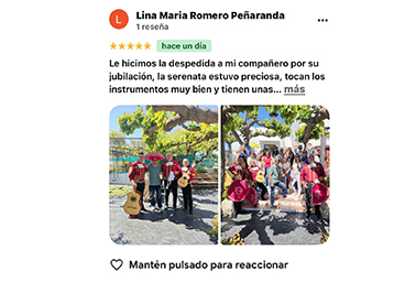 reseña de cinco estrellas por un cliente que le ha encantado nuestra actuación